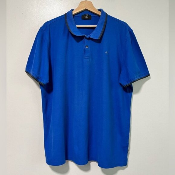 Calvin Klein Men’s XL Pima Cotton Polo Shirt in Royal Blue - Classic Fit - Picture 2 of 13